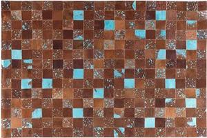 Hnedý kožený patchwork koberec 140 × 200 cm ALIAGA, 41416