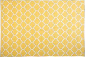 Kanárikovo žltý obojstranný koberec s geometrickým vzorom 140 × 200 cm AKSU, 141857