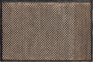 Kožený koberec 140 × 200 cm čierny s béžovou GERCE, 181474