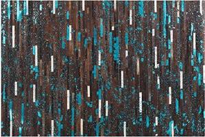 Kožený koberec 140 × 200 cm hnedo-modrý KISIR, 200983