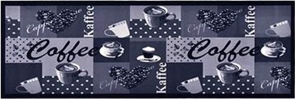 Kuchynský koberec prateľný Coffee modrý 60 × 180 cm