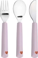 Lässig Cutlery with Silicone Handle Happy Rascals Heart lavender 3 ks