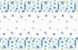 Obrus 1. Narodeniny modrý s bodkami – chlapec – 137 × 213 cm – happy birthday