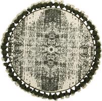 Okrúhly koberec so strapcami, priemer 120 cm, krémovo-zelený KAHTA, 182302