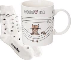 ORION Hrnček NEKONEČNÁ LÁSKA 0,35 l keramika + Dámske ponožky Mačka
