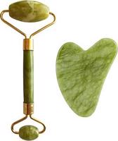 PALSAR7 Masážny valček a doštička Guasha – zelený xiuyan jadeit