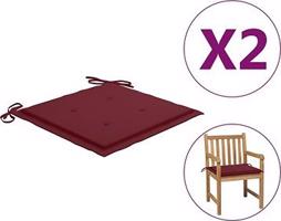 Podušky na záhradné stoličky 2 ks vínové 50 × 50 × 4 cm textil