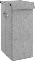 Shumee Skladací kôš na bielizeň šedý 26 × 34,5 × 59,5 cm umelá ľanová tkanina