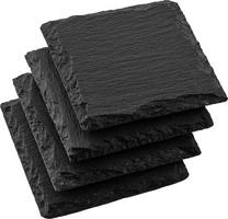 Siguro Súprava bridlicových dosiek Slate 10 × 10 cm, 4 ks, čierna