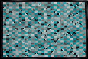 Tyrkysový/sivý kožený koberec 160 × 230 cm NIKFER, 182112